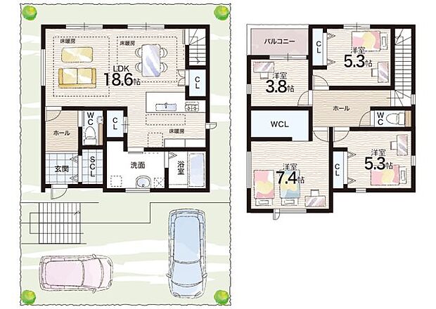【4LDK】○甲緑小学校・・・徒歩11分 ○大原中学校・・・徒歩17分