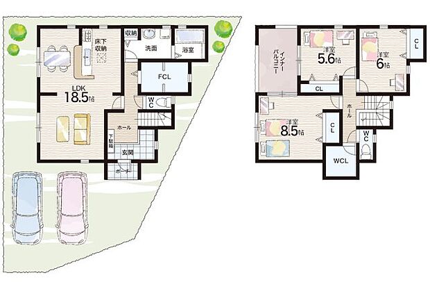 【3LDK+S(納戸)】○青山小学校・・・徒歩13分 ○大白書中学校・・・徒歩18分
