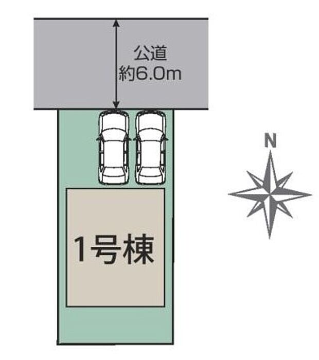 【全体区画図】前面道路６ｍ！車の出入りもしやすいです♪南向きで日当たりも良好☆