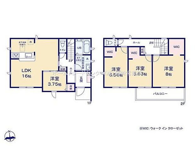 【4LDK】南向きの16帖のリビング♪全居室南向きの明るい間取り♪リビングには洋室が隣接!お子様のお昼寝や仕事部屋にもぴったり◎ふた部屋から出入り可能なワイドバルコニー☆