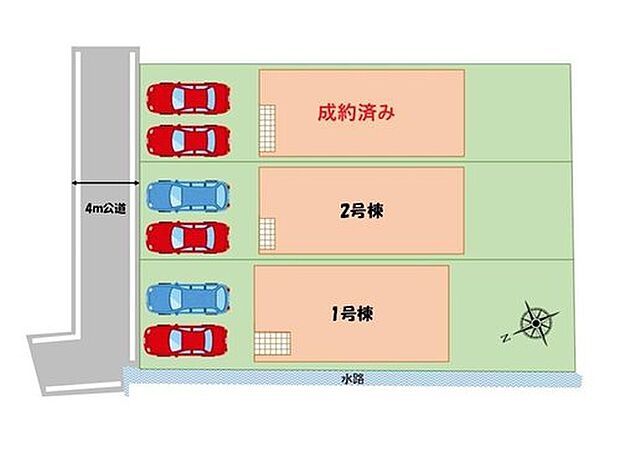 【全体区画図】全棟きれいな整形地☆並列駐車可能です♪