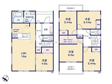 ◇リビングには洋室が隣接☆リビングと一体利用が可能です♪◇２階には洋室が４部屋あり、家族個々の時間を大切にできます◎◇バルコニー２か所付きで用途を分けて使用できます！ 