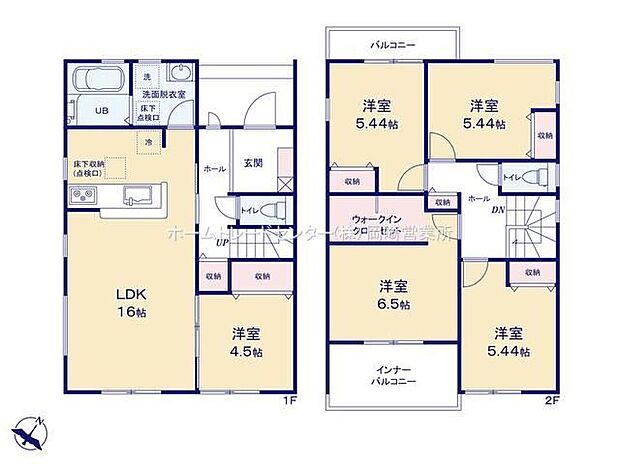 【5LDK】◇リビングには洋室が隣接☆リビングと一体利用が可能です♪◇２階には洋室が４部屋あり、家族個々の時間を大切にできます◎◇バルコニー２か所付きで用途を分けて使用できます！