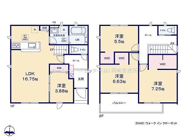 【4LDK】◇リビングには洋室が隣接☆リビングと一体利用が可能です♪◇リビングから洗面～浴室へアクセスできる家事動線良好な間取り◎◇２部屋続きのワイドなバルコニー有り♪
