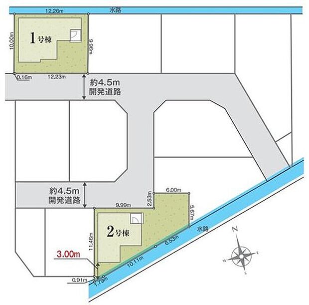 【全体区画図】2棟販売♪リビング南向きで日当たりも良好です☆