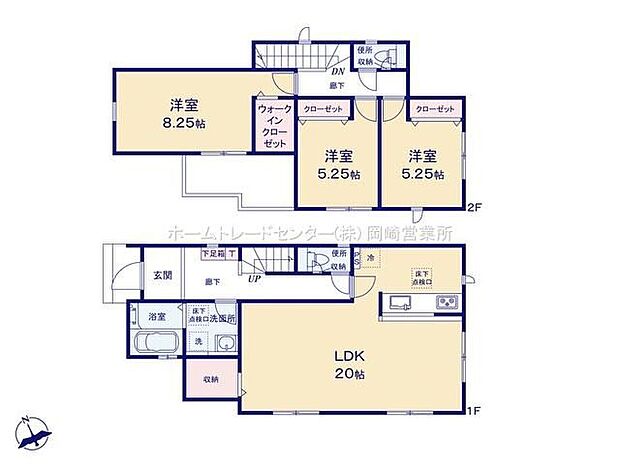 【3LDK】LDK20帖で広々♪家族みんなでくつろげます☆2階は全て南西向きの部屋で日当たりを考えた配置☆各居室収納でお部屋もスッキリ片付きます☆奥行きあるバルコニーで多用途に使用できます♪
