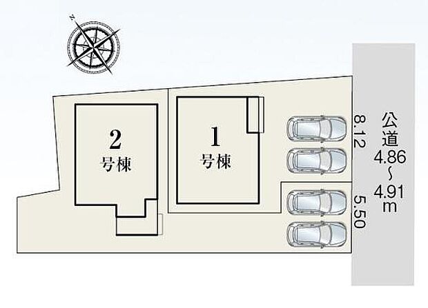 【全体区画図】２棟販売♪周辺はお買い物施設が多く便利な立地です☆