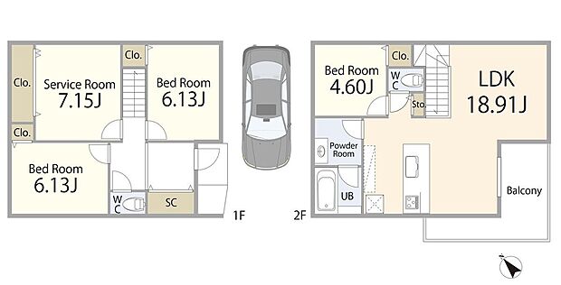 【建物プラン例　（間取り図）】建物プラン例：建物価格2500万円、建物面積96.88m2低層エリアにて、家族が快適に暮らせる2階建ての3LDK＋Sタイプ。充実の居住空間と豊富な収納で、ライフスタイルに合わせた使い方が楽しめます。