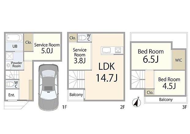 【建物プラン例　（間取り図）】建物プラン例：建物価格2200万円、建物面積86.01m2