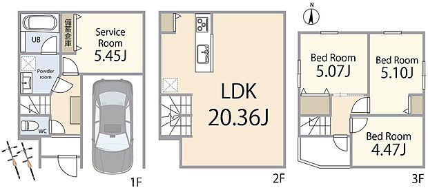 【間取図】建物プラン例:建物価格2500万円、建物面積89.44m2