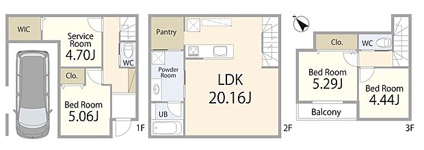 【間取】D区画建物プラン例:建物価格2500万円、建物面積95.57m2