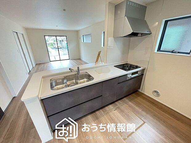 現地写真(キッチン)
収納たっぷりのシステムキッチン、浄水器付水栓を標準装備しています。