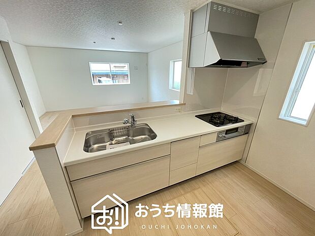 現地写真(キッチン)
収納たっぷりのシステムキッチン、浄水器付水栓を標準装備しています。