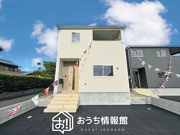 【現地写真（外観）【１号地】】雨で汚れを落とし、耐久性・耐候性に優れた外壁を使用しています。