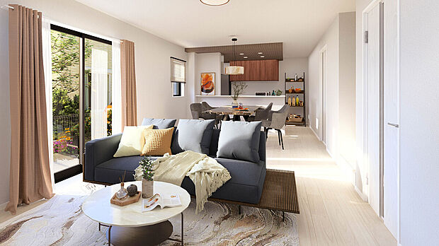 【建物プラン例：LDK】
全区画敷地面積136m2（約41坪）の整形地で建築可能なプランの幅が広がります！