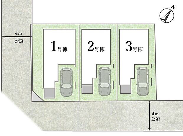【全体区画図】
スーパーやコンビニなど商業施設が徒歩9分圏内にあり、日々のお買い物や休日のまとめ買いなども行き来しやすい距離で便利な住環境です。