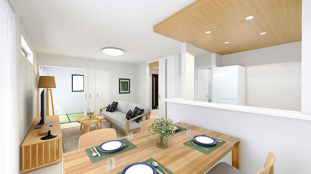 【【施工例:LDK】】土地建物総額3478万円~分譲可能!参考建物プランはLDK16帖以上のパントリー付き4LDK!