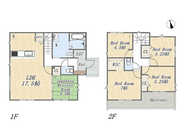 【【参考プラン：8号地】】Plan：5LDK+WIC+SIC+Pantry+ワイドバルコニー+カースペース2台
建物参考価格：1603万円
建物面積：105.57m2