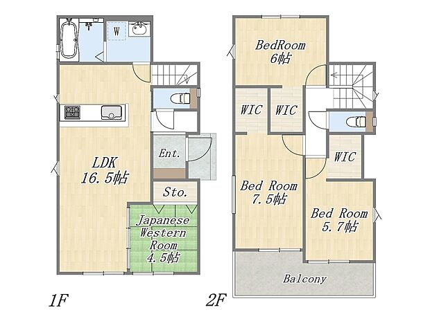 【【参考プラン：2号地】】Plan：4LDK+3WIC+カースペース2台
建物参考価格：1903万円
建物面積：97.29m2
