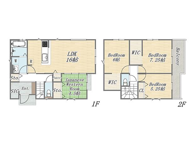 【【参考プラン:3号地】】Plan:4LDK+WIC+SIC+カースペース
建物参考価格:1480万円/建物面積:92m2