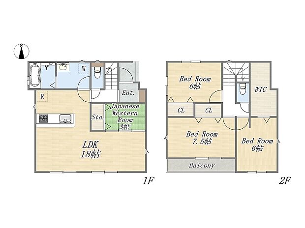 【【参考プラン：3号地】】Plan：4LDK+WIC+カースペース2台
建物面積：99.15m2
建物参考価格：1700万円