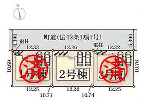 【区画図】
カースペース２台分ございますので、家族分の自転車を駐輪したり、来客用の駐車スペースとしてもお使いいただけます♪