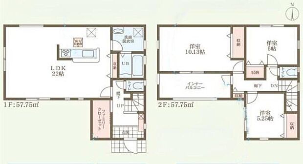 (1号棟)、3LDK、土地面積123.55m2、建物面積115.5m2