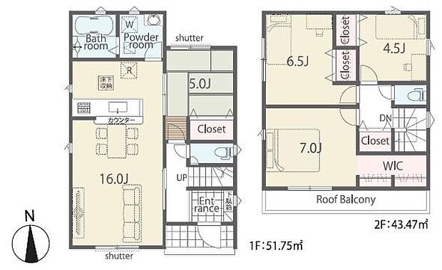 (1号棟)、4LDK、土地面積135.64m2、建物面積95.22m2