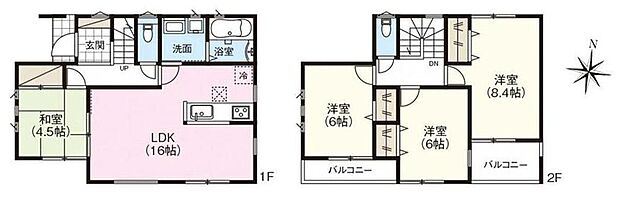 (1号棟)、4LDK、土地面積118.43m2、建物面積94.58m2