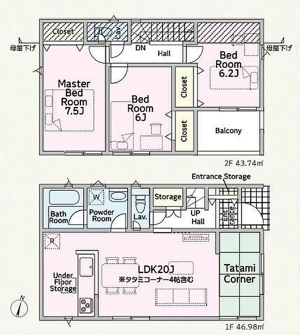 (1号棟)、3LDK、土地面積166.31m2、建物面積90.72m2