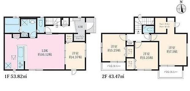 【4LDK+S】全居室南向き！陽当たり＆通風の良いお住まい♪南向きの2か所のバルコニーは、洗濯物とガーデニング分けて使うのもおススメです♪
主寝室の広々WICや、玄関のSICなどの収納充実のプランです♪