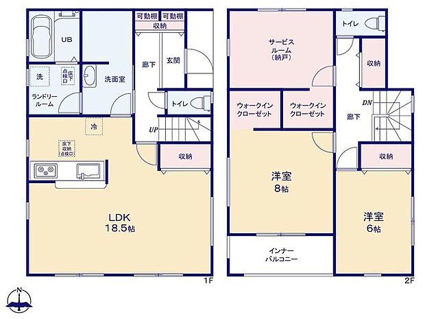 【2LDK+S】収納が豊富な間取り！全居室と廊下に収納！洗面室にも収納♪お部屋をスッキリ＆広く使えます♪
2階の窓付き・WIC付きのストレージルームは、居室としてもお使いいただけます♪インナーバルコニー♪