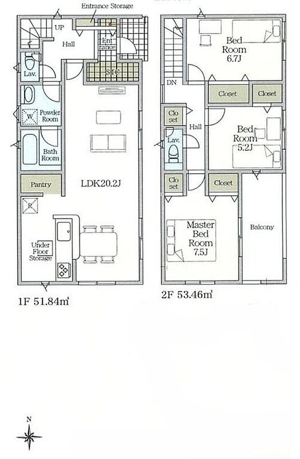 【3LDK】◇玄関周りがすっきり！SIC♪靴だけでなく、アウトドア用品やベビーカーなどの収納も可能です♪
◇キッチンのすぐ横のパントリーは、飲料水や食料品などの置き場所に最適です♪
◇全居室収納＆1，2階廊下に収納♪