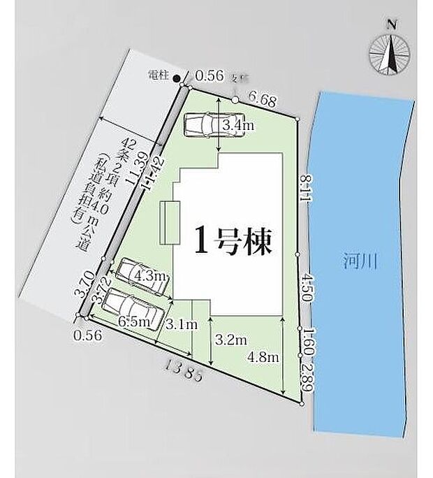 【全体区画図】カースペース2台分ございます（車種によります）ので、家族分の自転車を駐輪したり、来客用の駐車スペースとしてもお使いいただけます♪空いたスペースには、花や緑で彩るガーデニングもオススメです♪