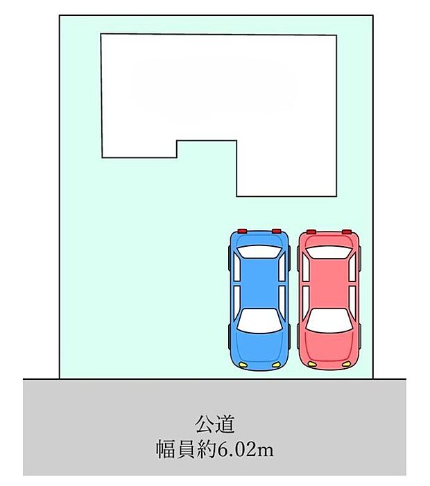 【全体区画図】車種により、カースペース2台分ございますので、家族分の自転車を駐輪したり、来客用の駐車スペースとしてもお使いいただけます♪