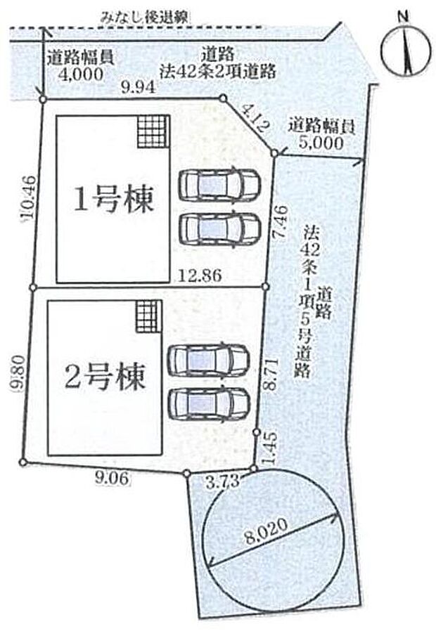 【全体区画図】カースペース2台分ございますので、家族分の自転車を駐輪したり、来客用の駐車スペースとしてもお使いいただけます♪空いたスペースには、花や緑で彩るガーデニングもオススメです♪