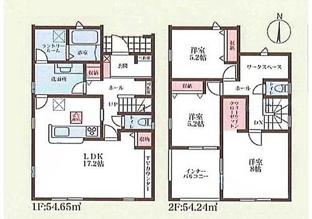 【3LDK】〇雨の日も安心のインナーバルコニーは2部屋から出られて便利♪
〇ワークスペースは書斎や趣味のコーナーなど多用途に活用できます♪
〇ランドリールームはキッチンと動線が繋がっており、家事効率の良いプラン♪