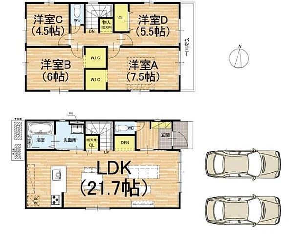 【4LDK】広々とした開放感あふれるリビングです。
ゆったり寛げる充分な広さがございますので、ご家族でインテリアのレイアウトを考えるのも楽しみになりそうです!
