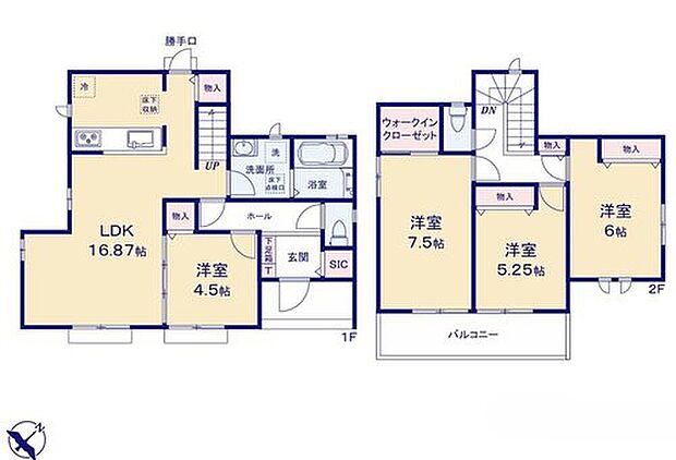 【4LDK】◇飲料水や食料品をまとめ買いしても、置き場所の心配いらず♪パントリーを装備しています♪
◇SIC＆WIC＆全居室収納付きで、お部屋を広くお使いいただけます♪◇広々バルコニー♪