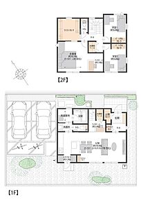 ■17号地間取図
1階にリビングと水回り、2階に洋室3部屋のある3LDK。2階約10.1帖（ワークスペース含む）の主寝室にはワークスペースがあり、家事、お仕事など様々な用途でお使いいただけます。 