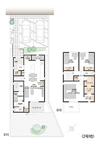 2号地は約18.2帖のLDKがある3LDKです。LDKの一角と主寝室には家族の気配を感じながらも集中できるワークスペースがあります。 