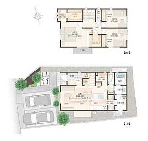 1階にリビングと水回り、2階に洋室3部屋のある3LDK。2階の主寝室には、ワークスペースがございます。読書、PCデスクなど様々な用途でお使いいただけます。 