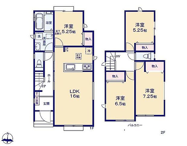 (B号棟)、価格3390万円、4LDK、土地面積124.68m2、建物面積95.65m2