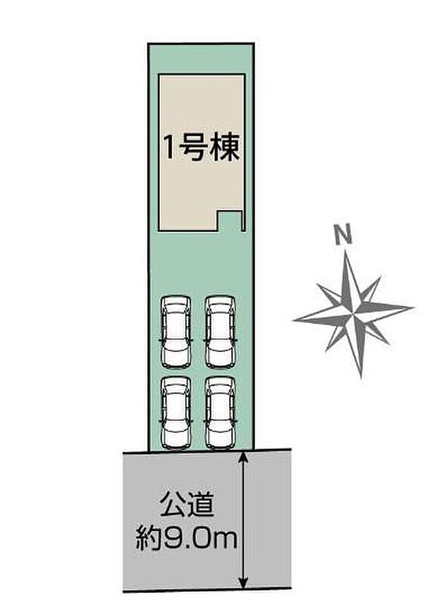 駐車４台可能です♪
１号棟　３，７９０万円