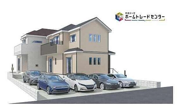完成予想図各棟３台駐車可能♪建築中のためモデルハウスで構造説明会を開催しております☆設備や構造などご説明いたします！お気軽にお問い合わせください♪