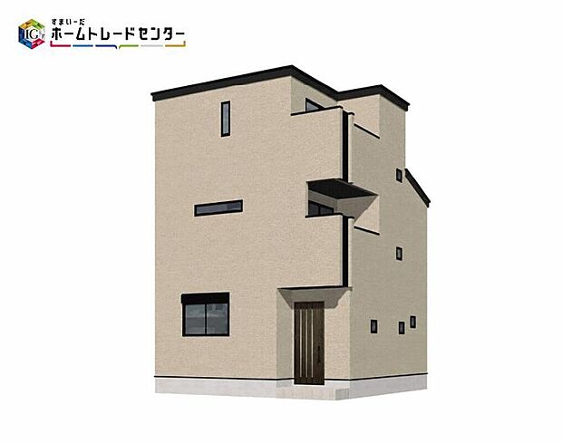 【完成予想図(外観)】１号棟
地下鉄名城線「熱田神宮伝馬町」駅まで徒歩7分の駅チカ物件をご紹介します♪新築一戸建て　家族の笑い声が自然と生まれます！ぜひ現地にて、建物・日当たり・街並み等ご覧ください！