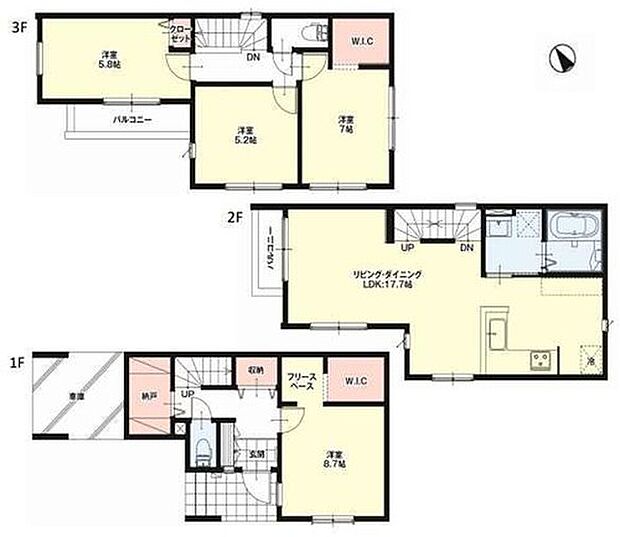 (１号棟)、価格3799万円、4LDK+S、土地面積71.12m2、建物面積109.5m2

