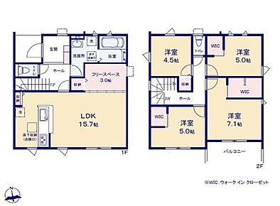 対面式キッチン仕様でフリースペース付きの南向き約１５．７帖リビング♪
２階４部屋あり、お子様ひとりひとりにお部屋を与えられます♪
WICがあり、各所・各居室にも収納充実♪
陽当り良好な南側バルコニー♪ 