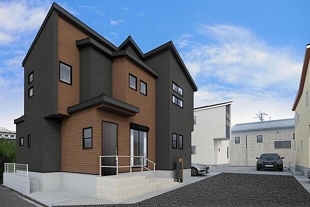 【完成予想図(外観)】(3・4号棟)
完成に向けて現在建築工事中です☆土日・平日を問わず毎日モデルハウスにて物件説明会を開催中☆お気軽にお問い合わせ下さい