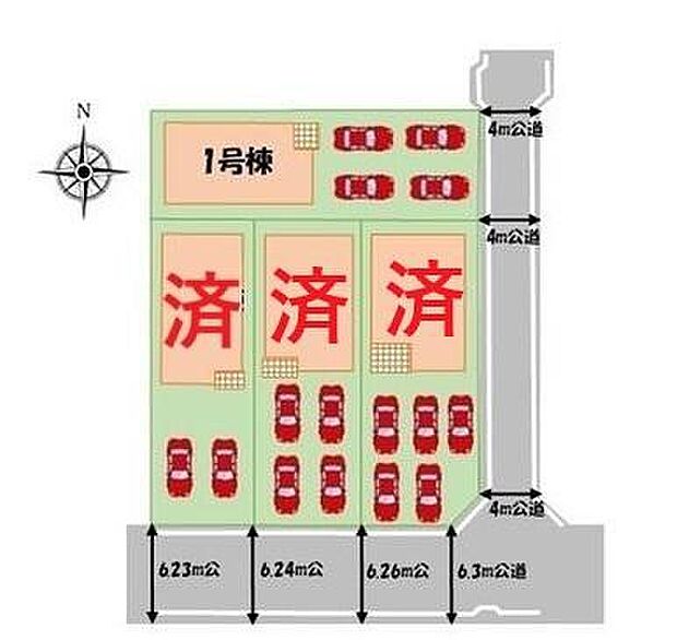 【全体区画図】1号棟 2,190万円
2~4号棟 ご成約済み